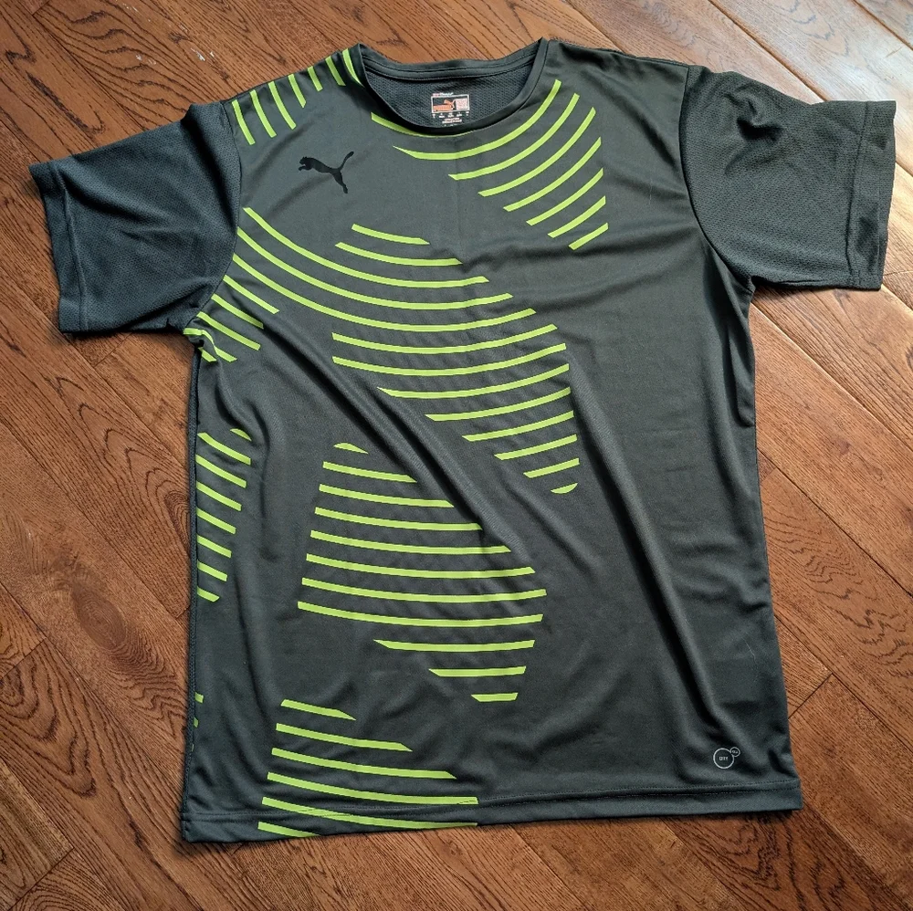 EUC PUMA Men's It Evopower Training Tee DryCell Gray Green Size L - Picture 1 of 8